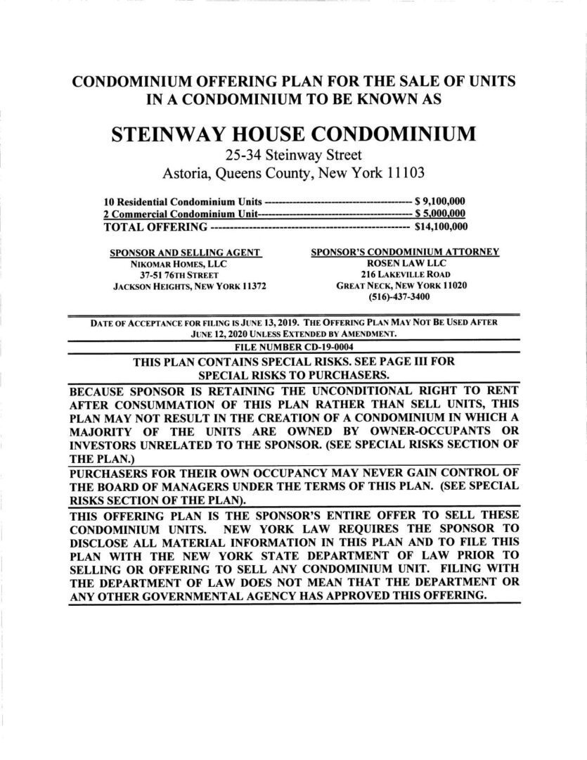 A page of the steinway house condominium