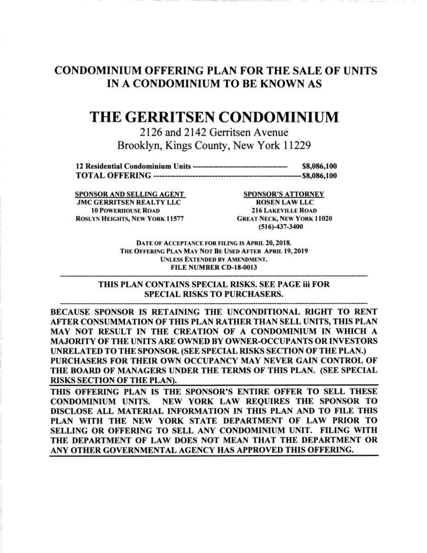 A page of the gerritsen condominium listing.