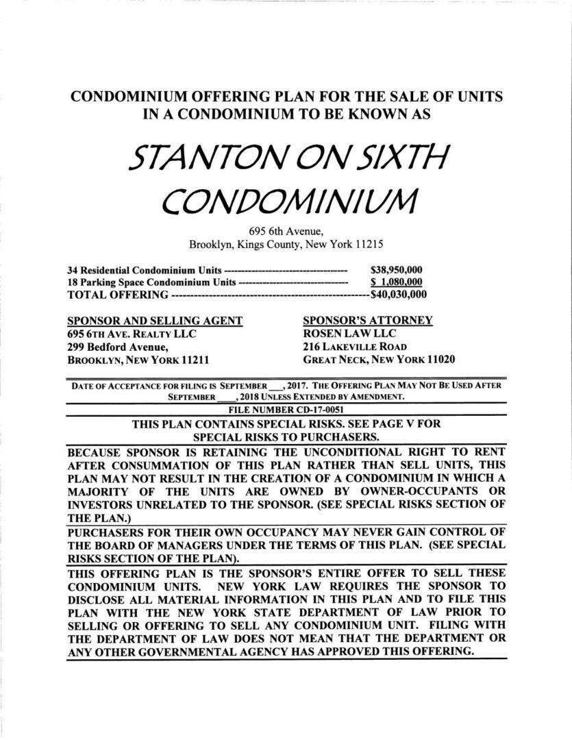 A page of the stanton on sixth condominium