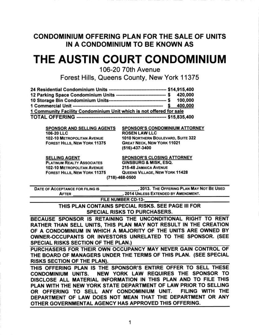 A listing of the austin court condominium in forest hills.