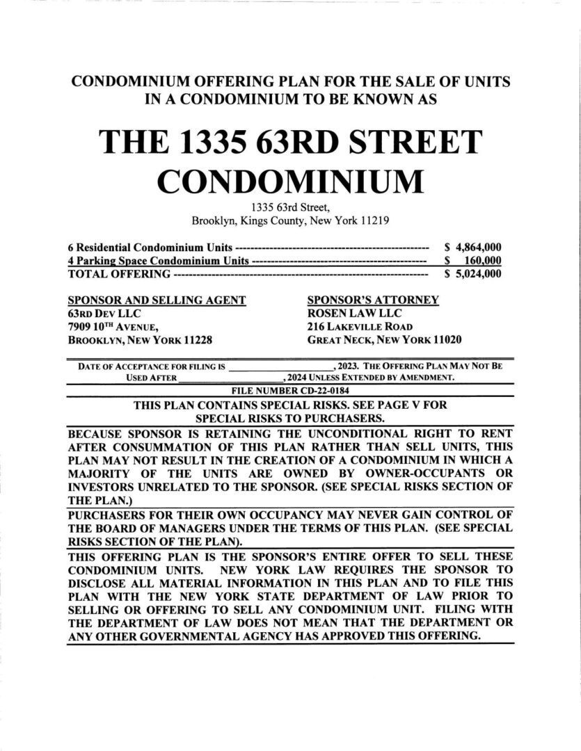 A page of the 1 3 3 5 6 3 rd street condominium