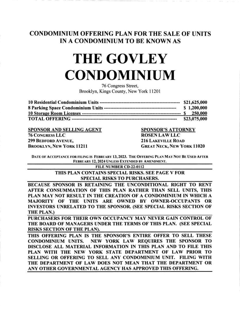 A page of the govley condominium