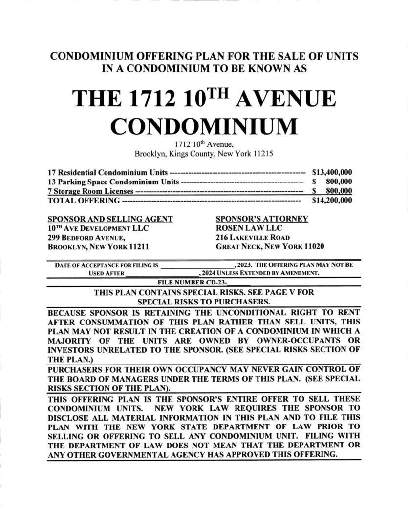 A page of the 1 7 1 2 tenth avenue condominium.